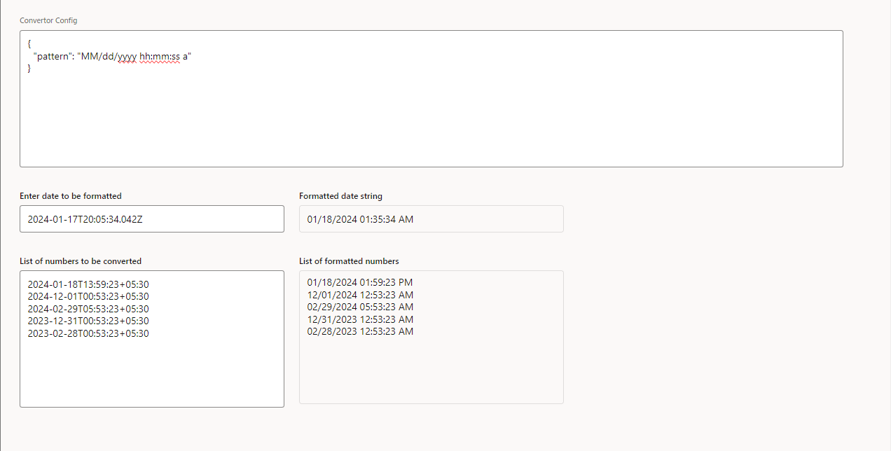 Format dates in VBCS page using functions